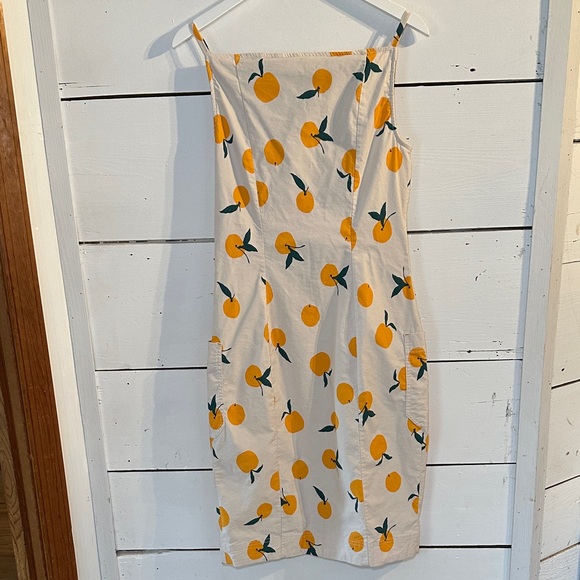 Anthropologie Maeve Dylan Mierzwinski Colette Midi Dress Orange Fruit Print - Picture 4 of 12